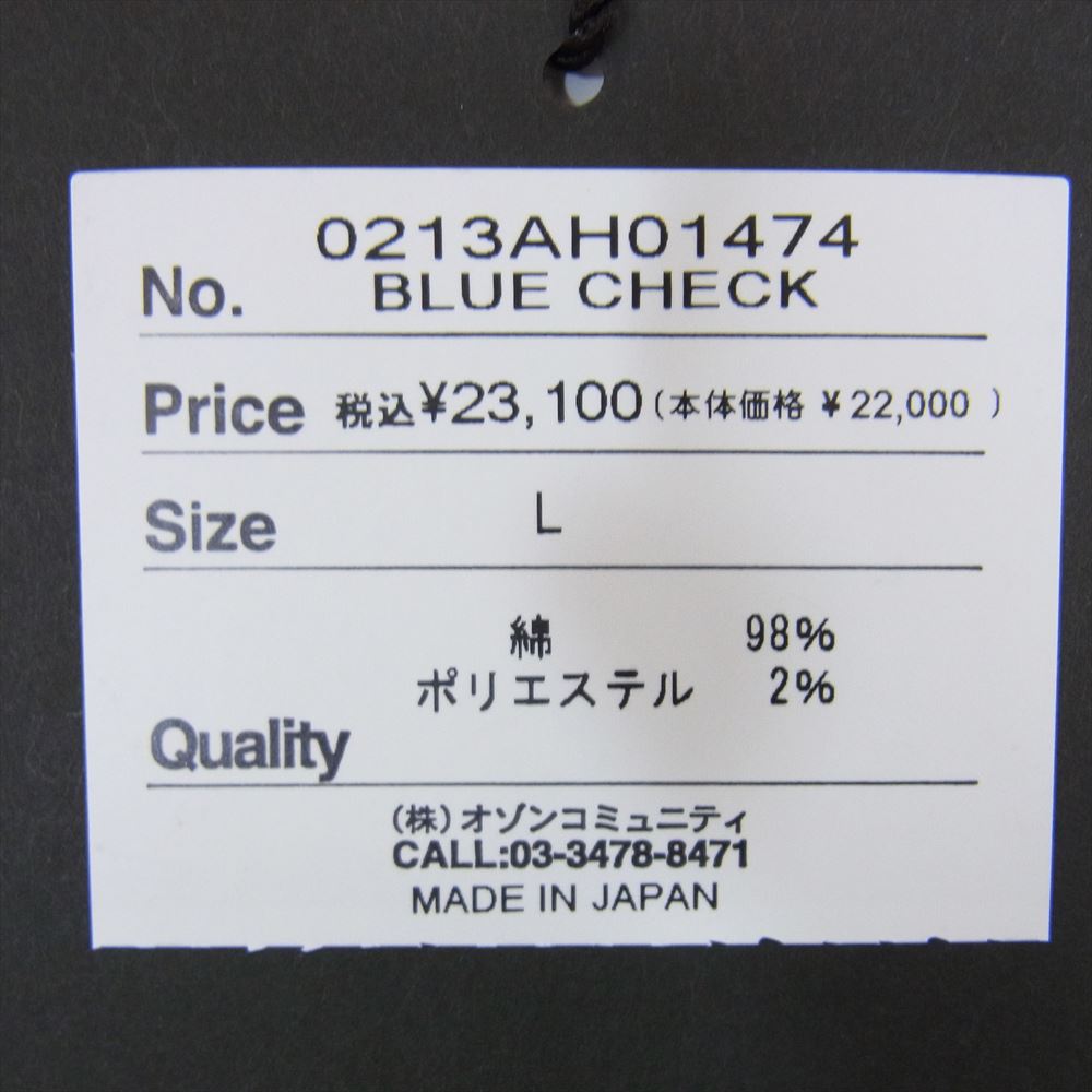 HYSTERIC GLAMOUR ヒステリックグラマー 0213AH01 長袖 チェック ボタンダウン シャツ ブルー系 L【新古品】【未使用】【中古】
