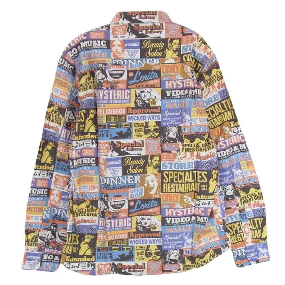 HYSTERIC GLAMOUR ヒステリックグラマー 0221AH07 総柄 ガール プリント 長袖 シャツ マルチカラー系 L【新古品】【未使用】【中古】