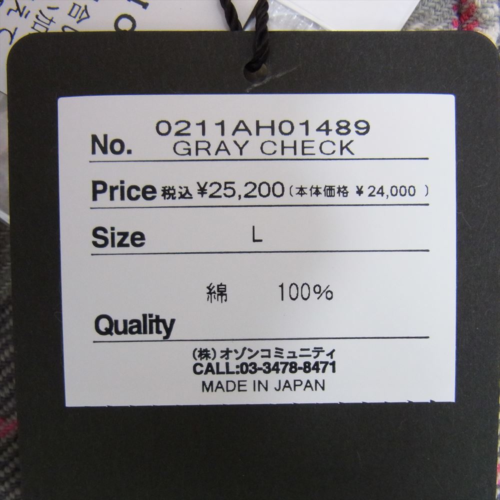 HYSTERIC GLAMOUR ヒステリックグラマー 0211AH01 チェック ウエスタン 長袖 ネルシャツ グレー系 L【新古品】【未使用】【中古】