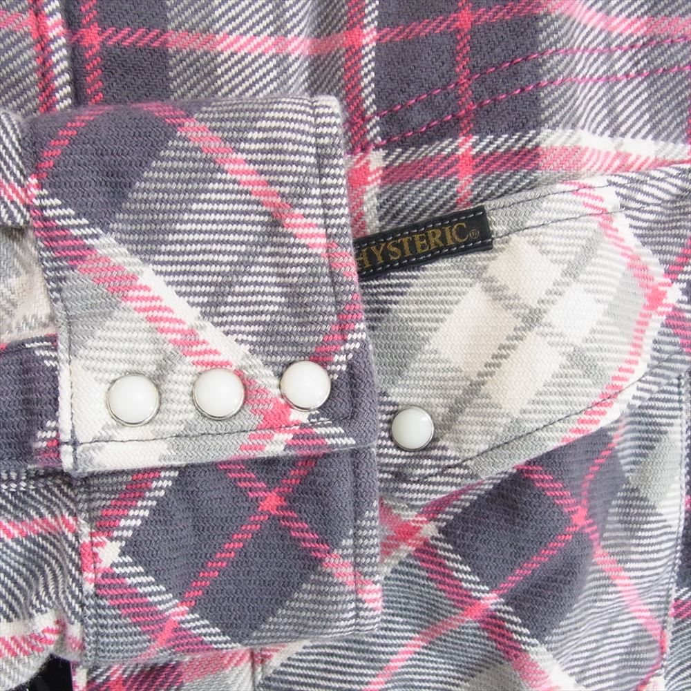 HYSTERIC GLAMOUR ヒステリックグラマー 0211AH01 チェック ウエスタン 長袖 ネルシャツ グレー系 L【新古品】【未使用】【中古】