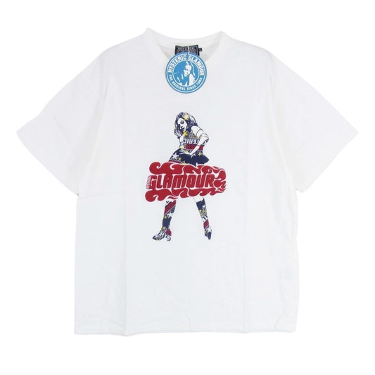 HYSTERIC GLAMOUR ヒステリックグラマー 22SS 02221CT05 VIXEN GIRL ガール刺繍 半袖 Tシャツ ホワイト系 L【新古品】【未使用】【中古】