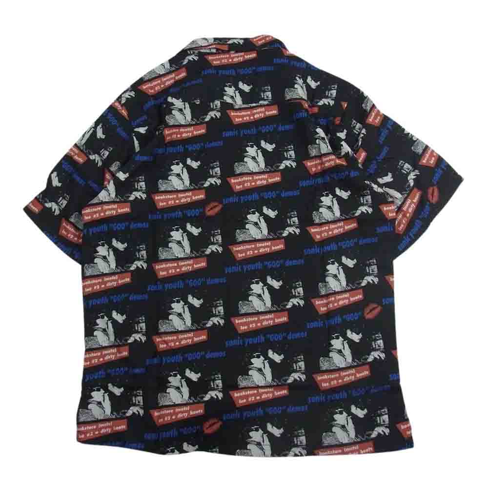 HYSTERIC GLAMOUR ヒステリックグラマー 22SS 02221AH06 × SONIC YOUTH 総柄 半袖 シャツ ブラック系 L【新古品】【未使用】【中古】