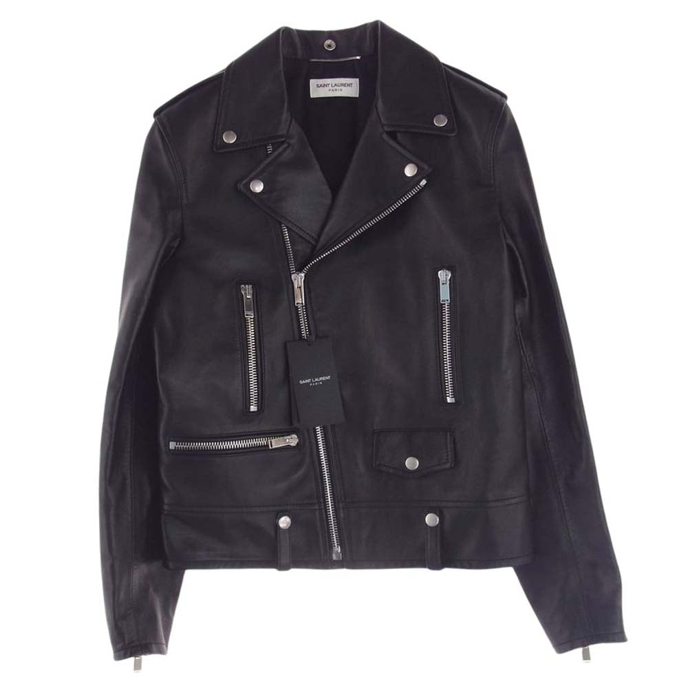 SAINT LAURENT サンローラン 484284 Y5YA2 L01 クラシック モーター サイクル レザー ライダース ジャケット ブラック系 44【極上美品】【中古】