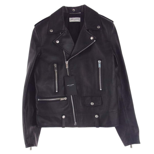 SAINT LAURENT サンローラン 484284 Y5YA2 L01 クラシック モーター サイクル レザー ライダース ジャケット ブラック系 44【極上美品】【中古】