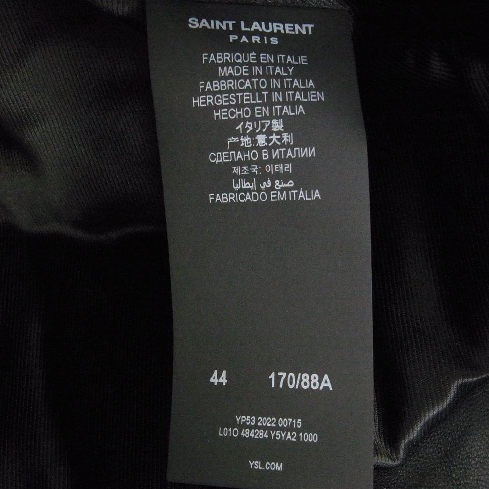 SAINT LAURENT サンローラン 484284 Y5YA2 L01 クラシック モーター サイクル レザー ライダース ジャケット ブラック系 44【極上美品】【中古】