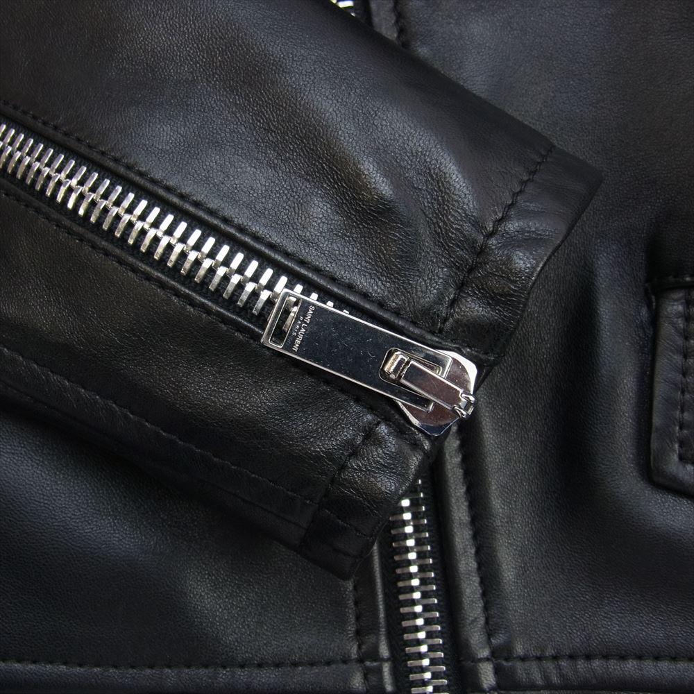 SAINT LAURENT サンローラン 484284 Y5YA2 L01 クラシック モーター サイクル レザー ライダース ジャケット ブラック系 44【極上美品】【中古】