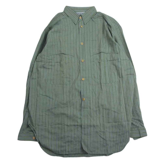 Emporio Armani エンポリオ・アルマーニ 長袖 ボタンダウン ストライプ シャツ カーキ系 M【中古】