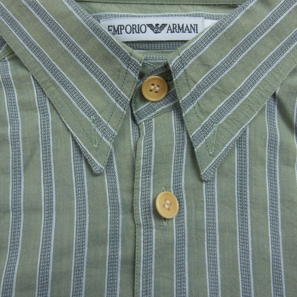 Emporio Armani エンポリオ・アルマーニ 長袖 ボタンダウン ストライプ シャツ カーキ系 M【中古】
