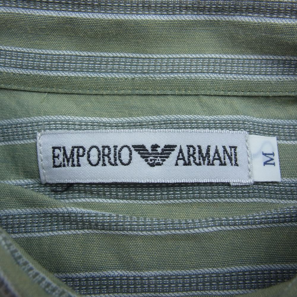 Emporio Armani エンポリオ・アルマーニ 長袖 ボタンダウン ストライプ シャツ カーキ系 M【中古】