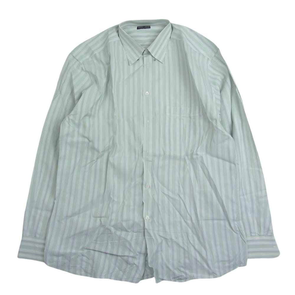 GIORGIO ARMANI ジョルジオアルマーニ 長袖 襟スナップ ボタンダウン ストライプ シャツ グリーン系【中古】