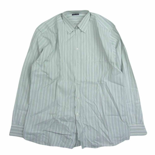 GIORGIO ARMANI ジョルジオアルマーニ 長袖 襟スナップ ボタンダウン ストライプ シャツ グリーン系【中古】