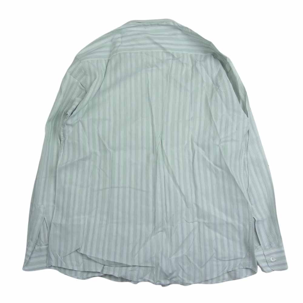 GIORGIO ARMANI ジョルジオアルマーニ 長袖 襟スナップ ボタンダウン ストライプ シャツ グリーン系【中古】