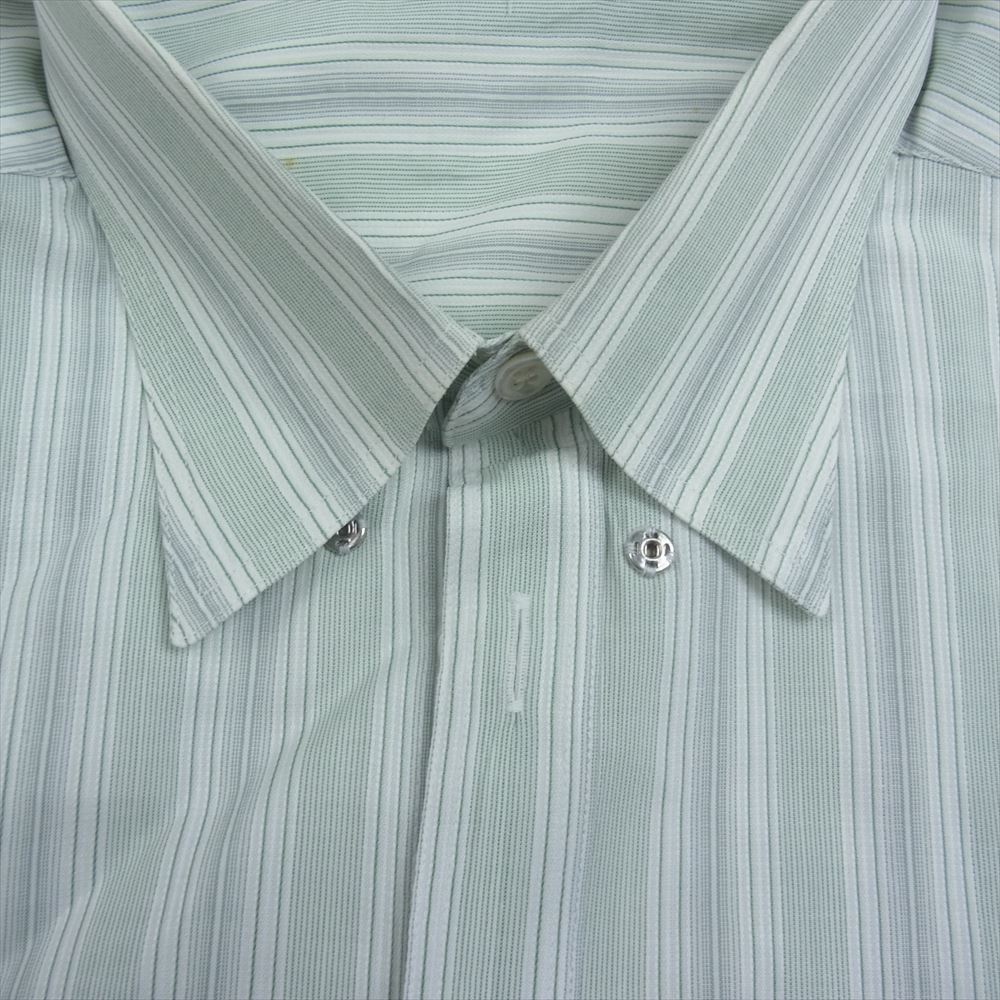 GIORGIO ARMANI ジョルジオアルマーニ 長袖 襟スナップ ボタンダウン ストライプ シャツ グリーン系【中古】