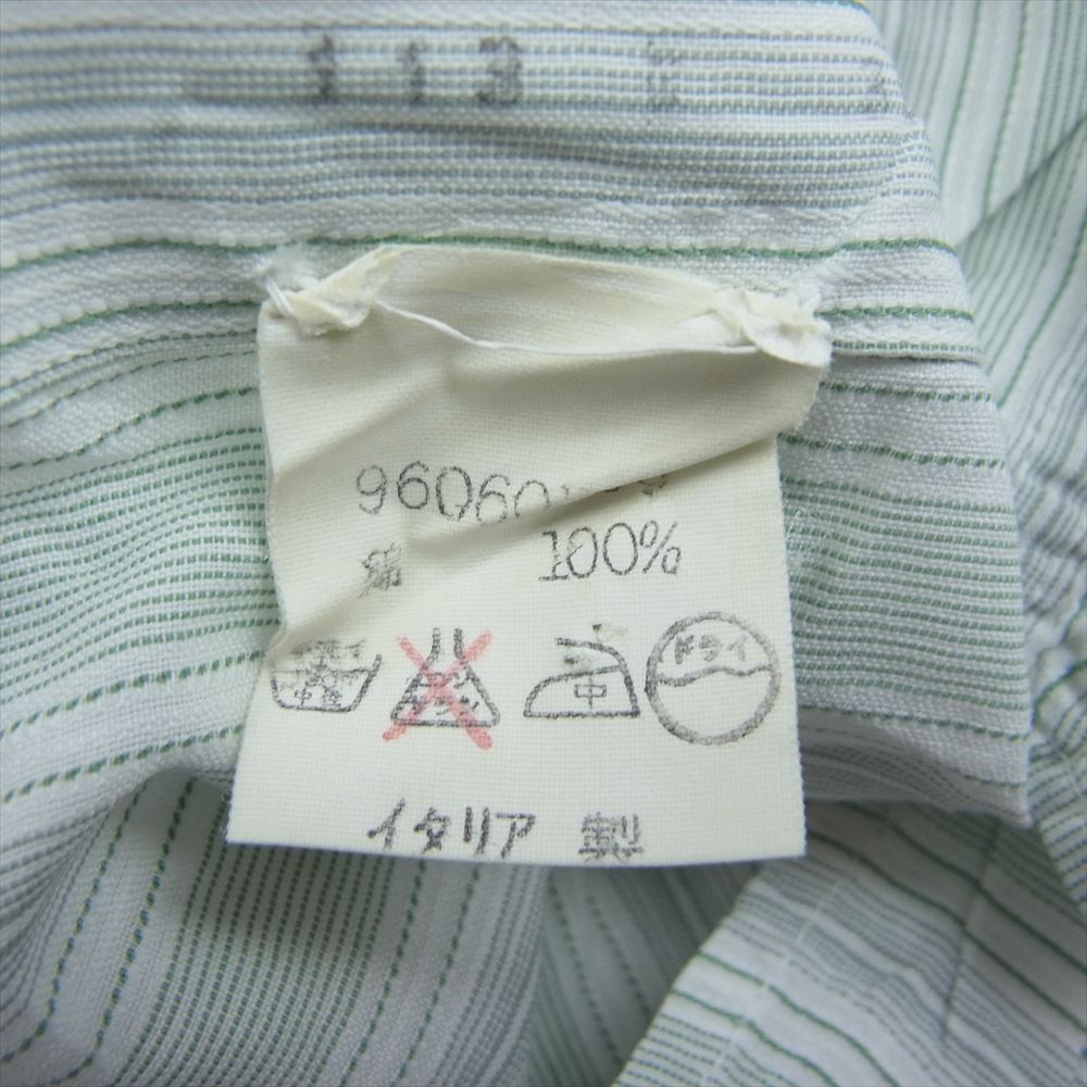 GIORGIO ARMANI ジョルジオアルマーニ 長袖 襟スナップ ボタンダウン ストライプ シャツ グリーン系【中古】