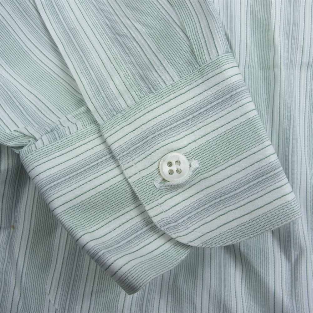 GIORGIO ARMANI ジョルジオアルマーニ 長袖 襟スナップ ボタンダウン ストライプ シャツ グリーン系【中古】