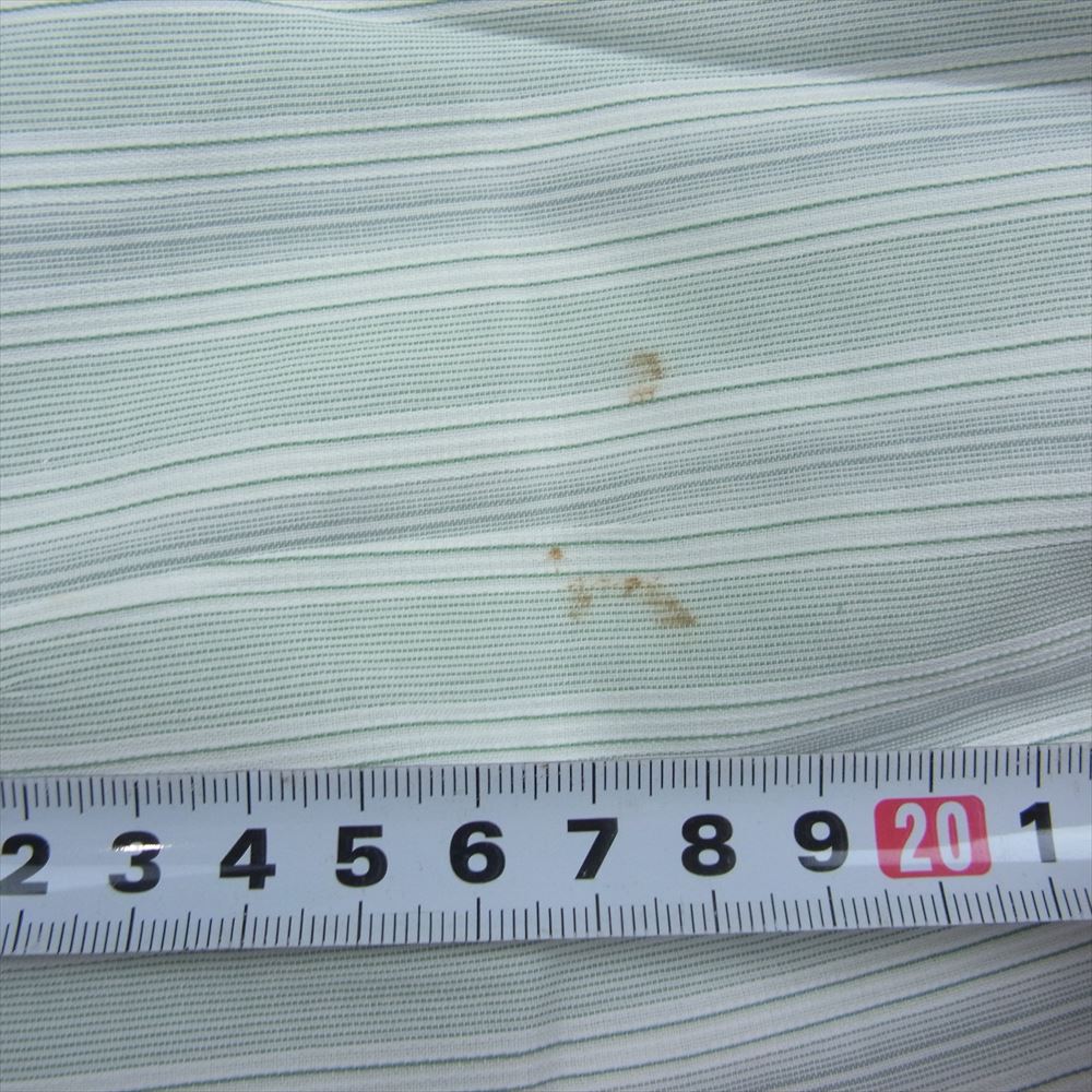 GIORGIO ARMANI ジョルジオアルマーニ 長袖 襟スナップ ボタンダウン ストライプ シャツ グリーン系【中古】