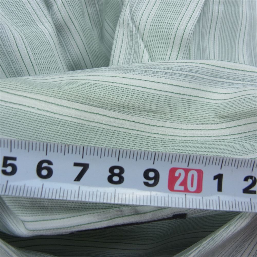 GIORGIO ARMANI ジョルジオアルマーニ 長袖 襟スナップ ボタンダウン ストライプ シャツ グリーン系【中古】