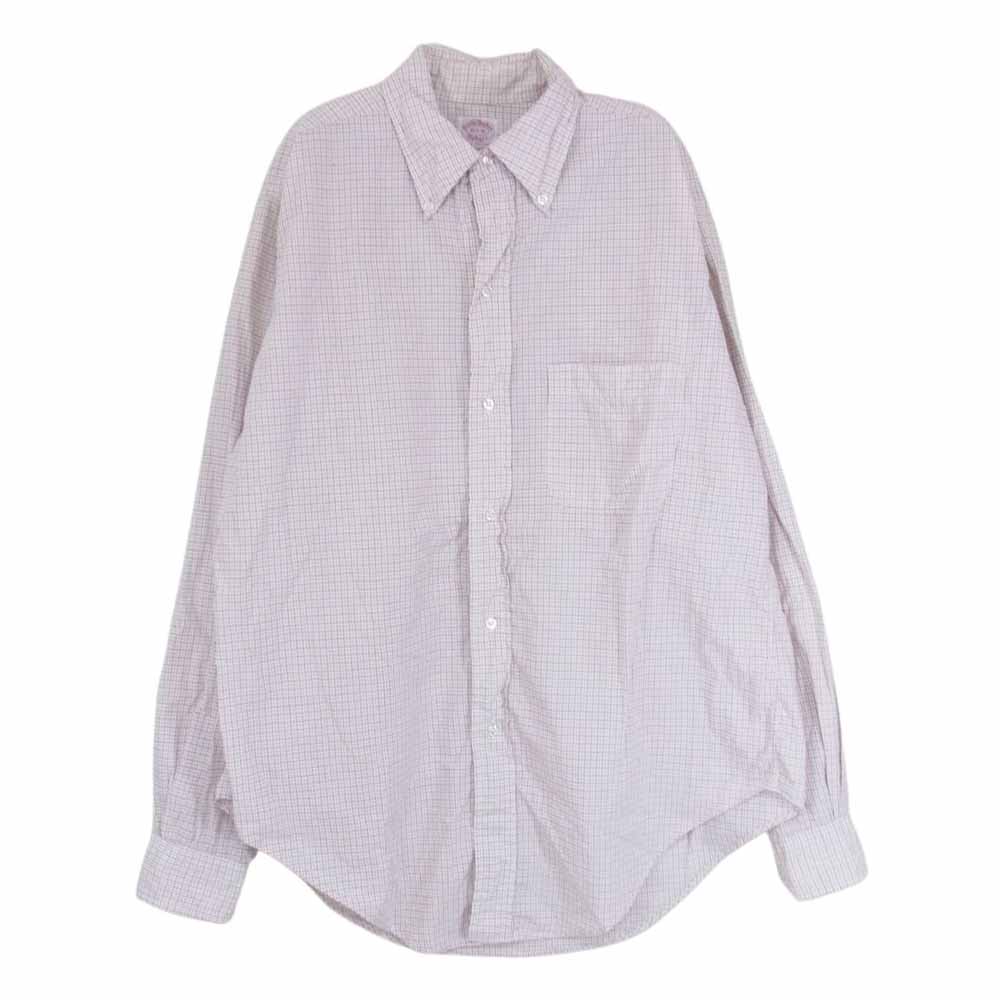 Brooks Brothers ブルックスブラザーズ Vintage ヴィンテージ 90’s 長袖 ボタンダウン 長袖 チェック シャツ ホワイト系 15 1/2 4【中古】