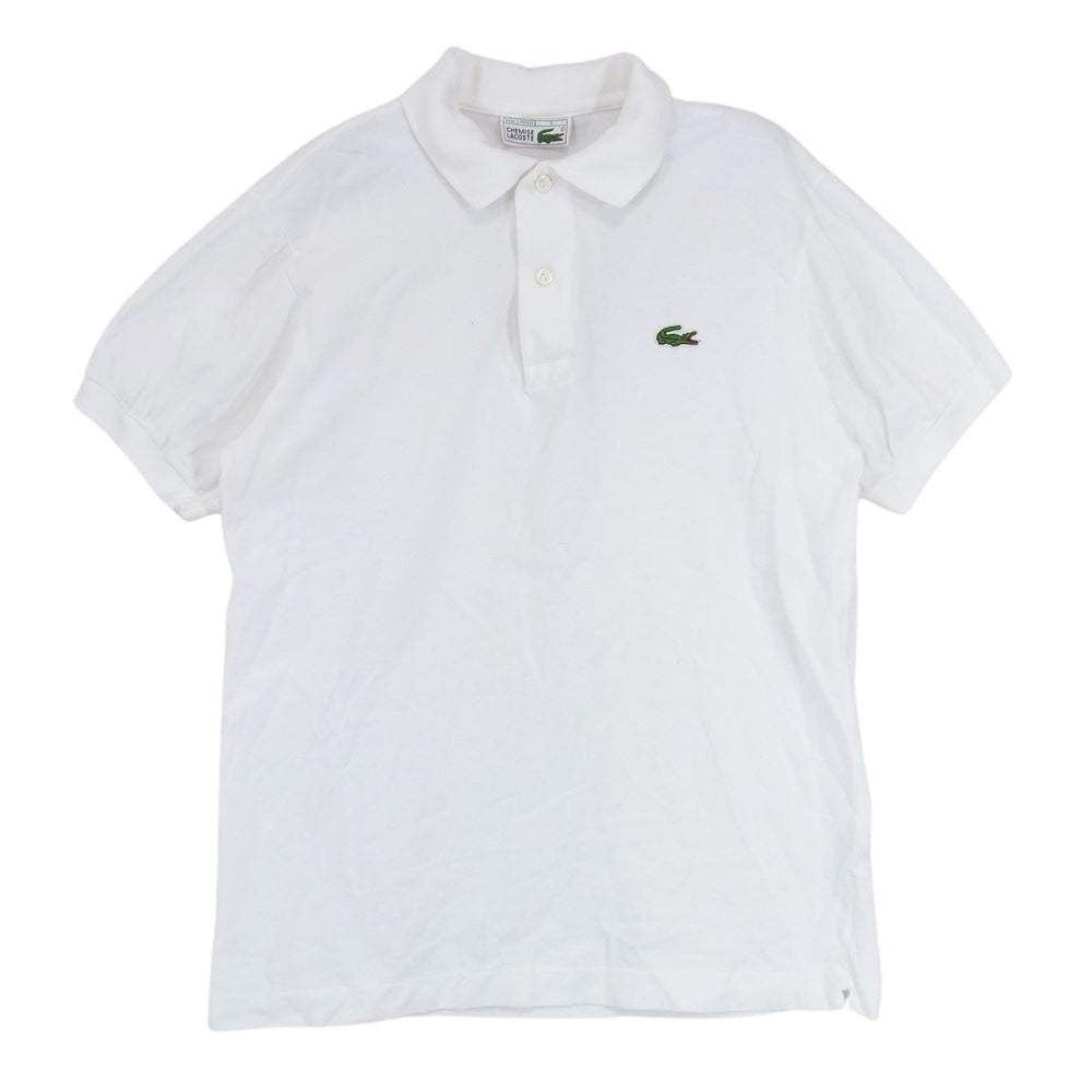 LACOSTE ラコステ Vintage ヴィンテージ 70’s 80’s フランス製 ロゴ刺繍 半袖 ポロシャツ ホワイト系 3【中古】