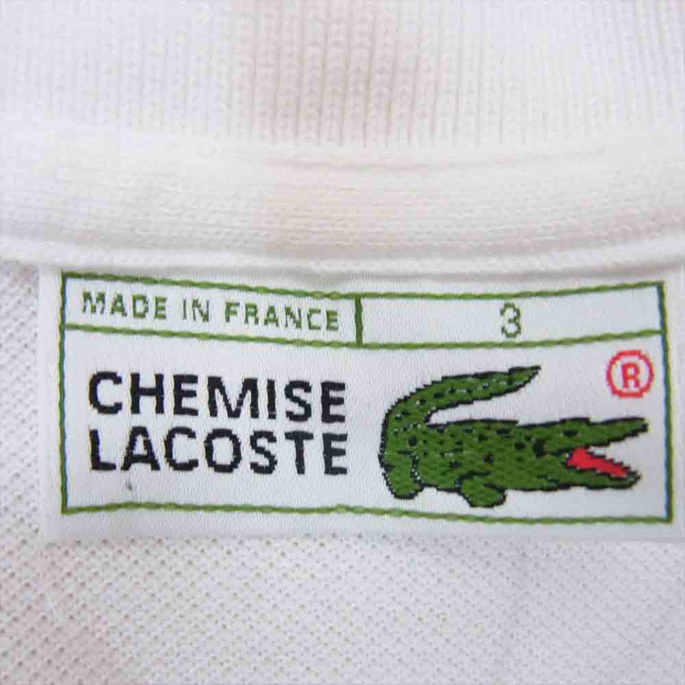 LACOSTE ラコステ Vintage ヴィンテージ 70’s 80’s フランス製 ロゴ刺繍 半袖 ポロシャツ ホワイト系 3【中古】