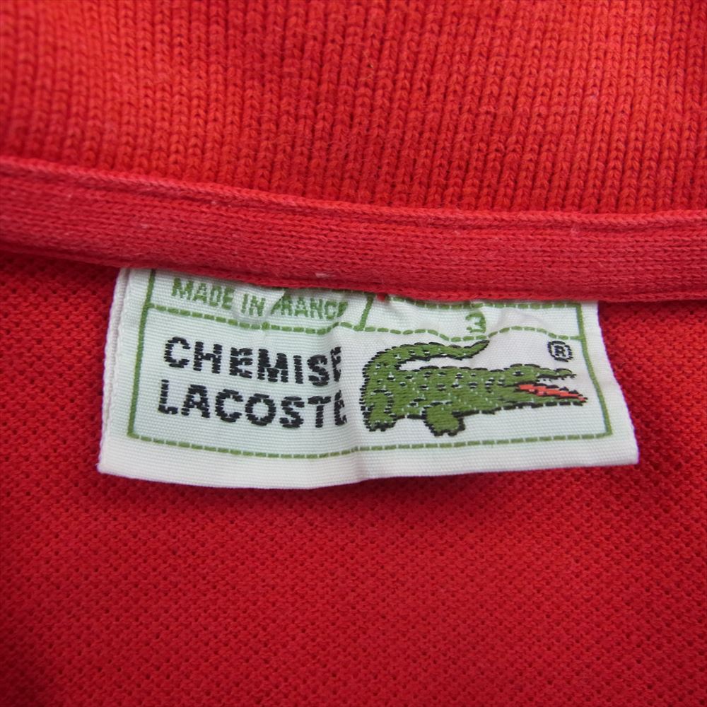 LACOSTE ラコステ Vintage ヴィンテージ 70’s 80’s フランス製 ロゴ刺繍 半袖 ポロシャツ レッド系 3【中古】