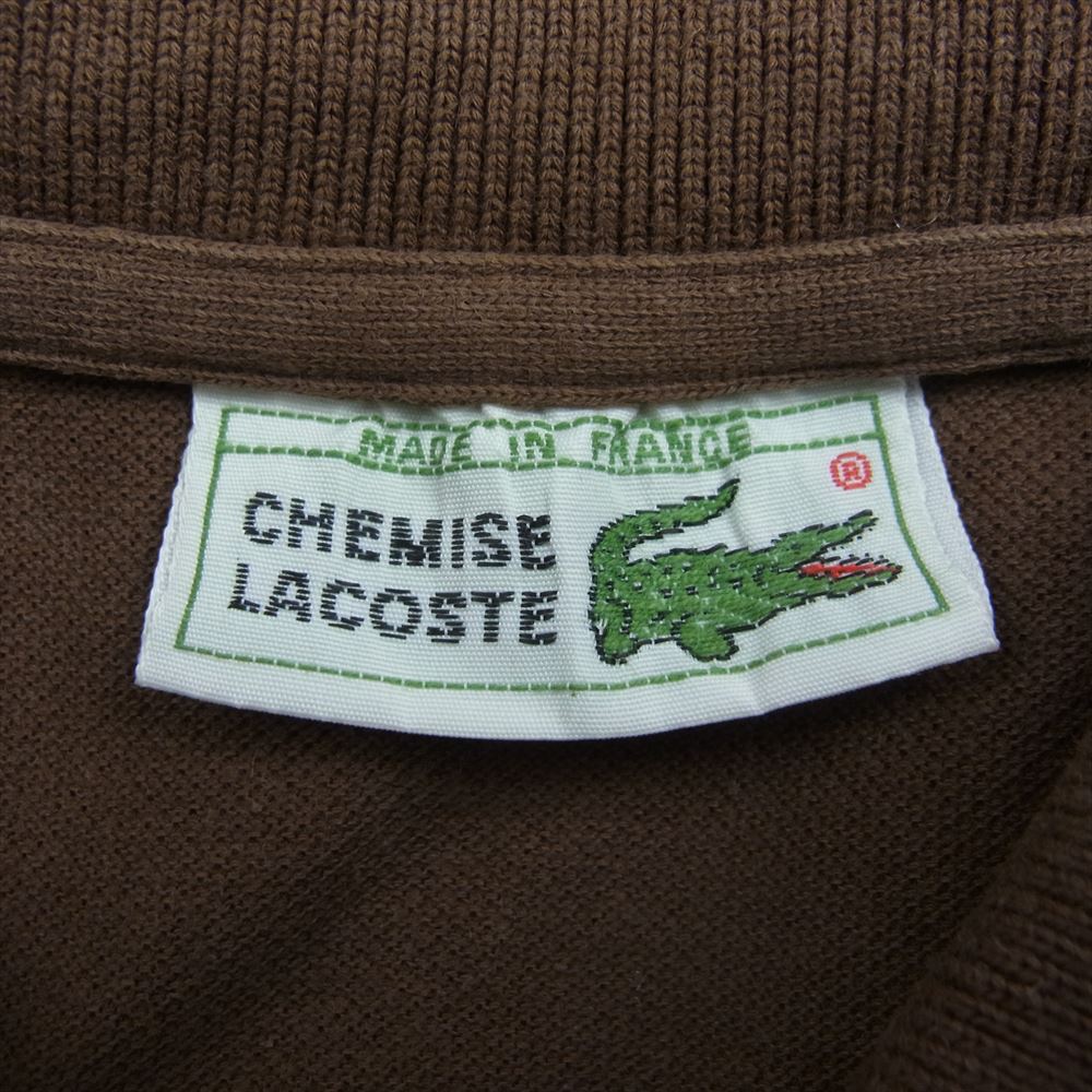 LACOSTE ラコステ Vintage ヴィンテージ 70’s フランス製 ロゴ刺繍 半袖 ポロシャツ ブラウン系 5【中古】