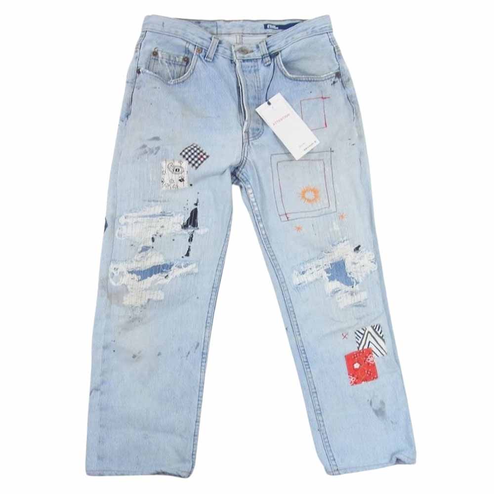 アトリエ&リペアーズ パッチワーク ダメージ加工 デニム パンツ インディゴブルー系 30【中古】