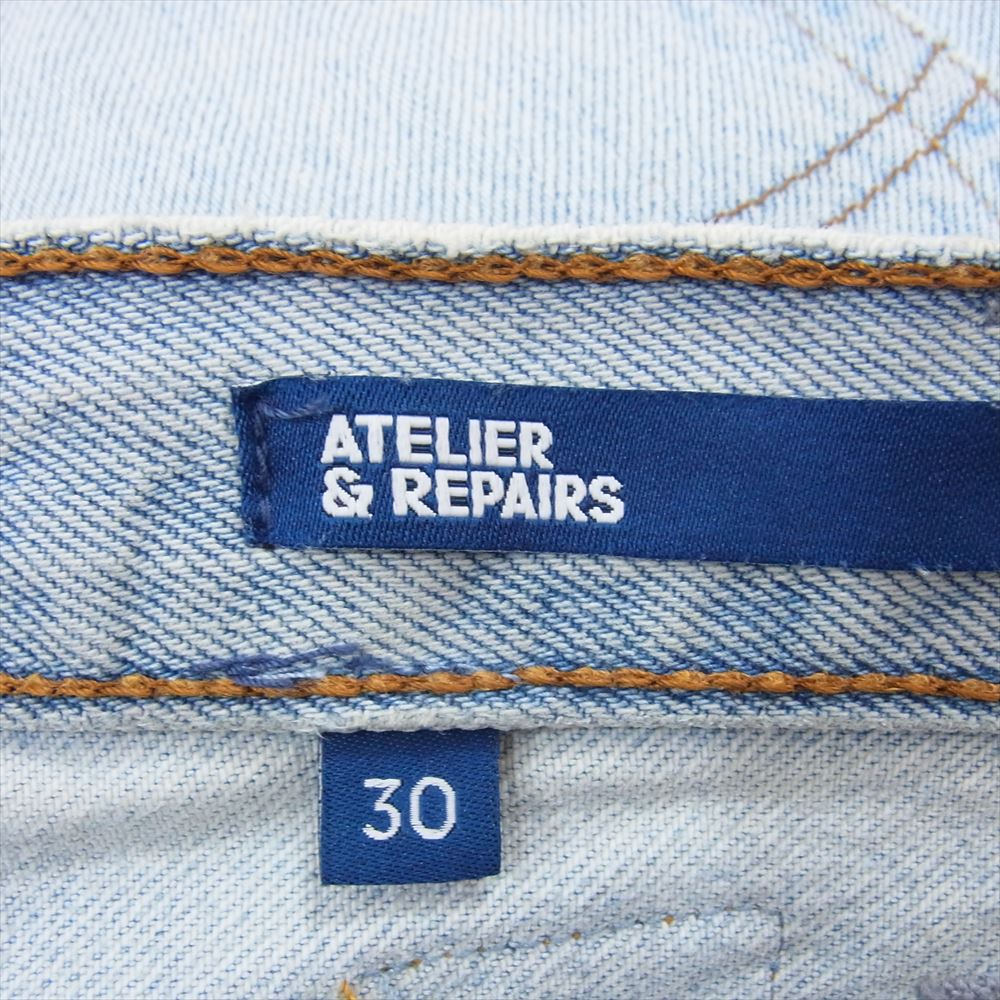 アトリエ&リペアーズ パッチワーク ダメージ加工 デニム パンツ インディゴブルー系 30【中古】