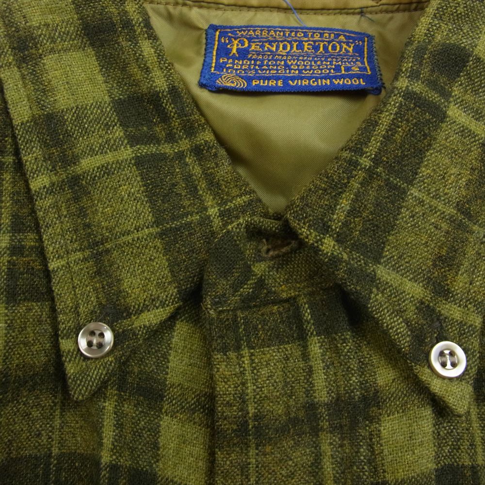 PENDLETON ペンドルトン 60’s 襟キルティング 長袖 ネル シャツ カーキ系 S【中古】