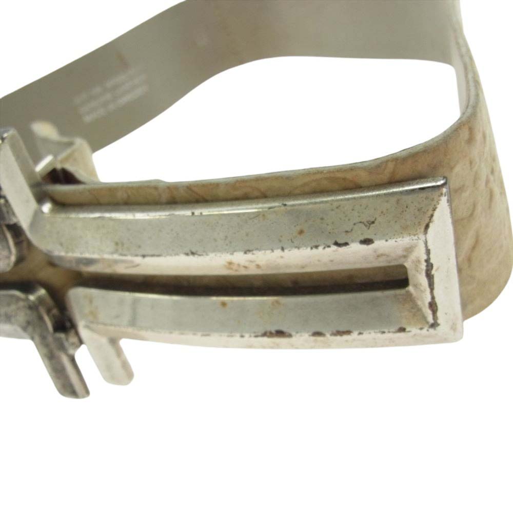 J.LINDEBERG ジェイリンドバーグ NR32L9028900 ビッグ バックル 型押し レザー ベルト ベージュ系【中古】