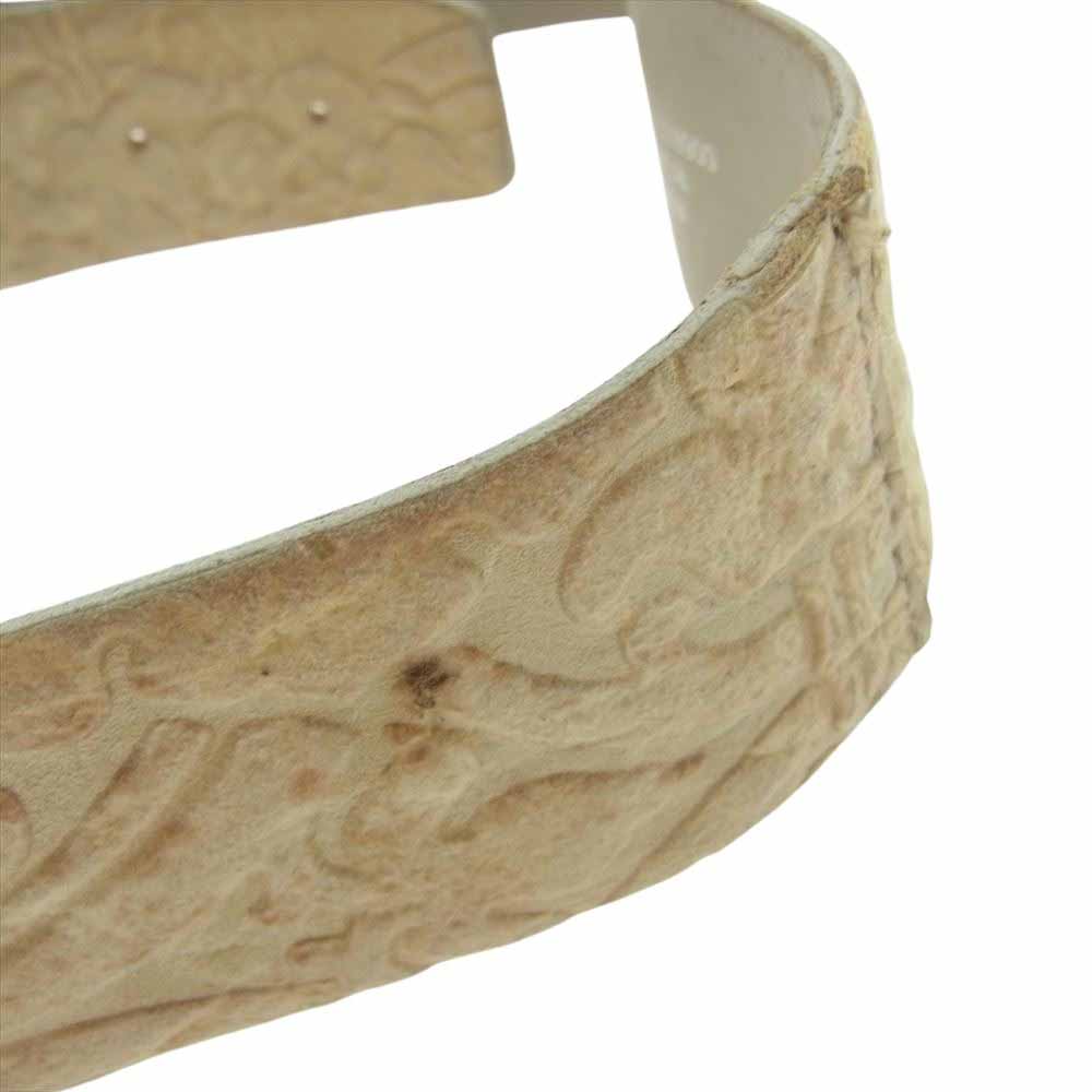 J.LINDEBERG ジェイリンドバーグ NR32L9028900 ビッグ バックル 型押し レザー ベルト ベージュ系【中古】