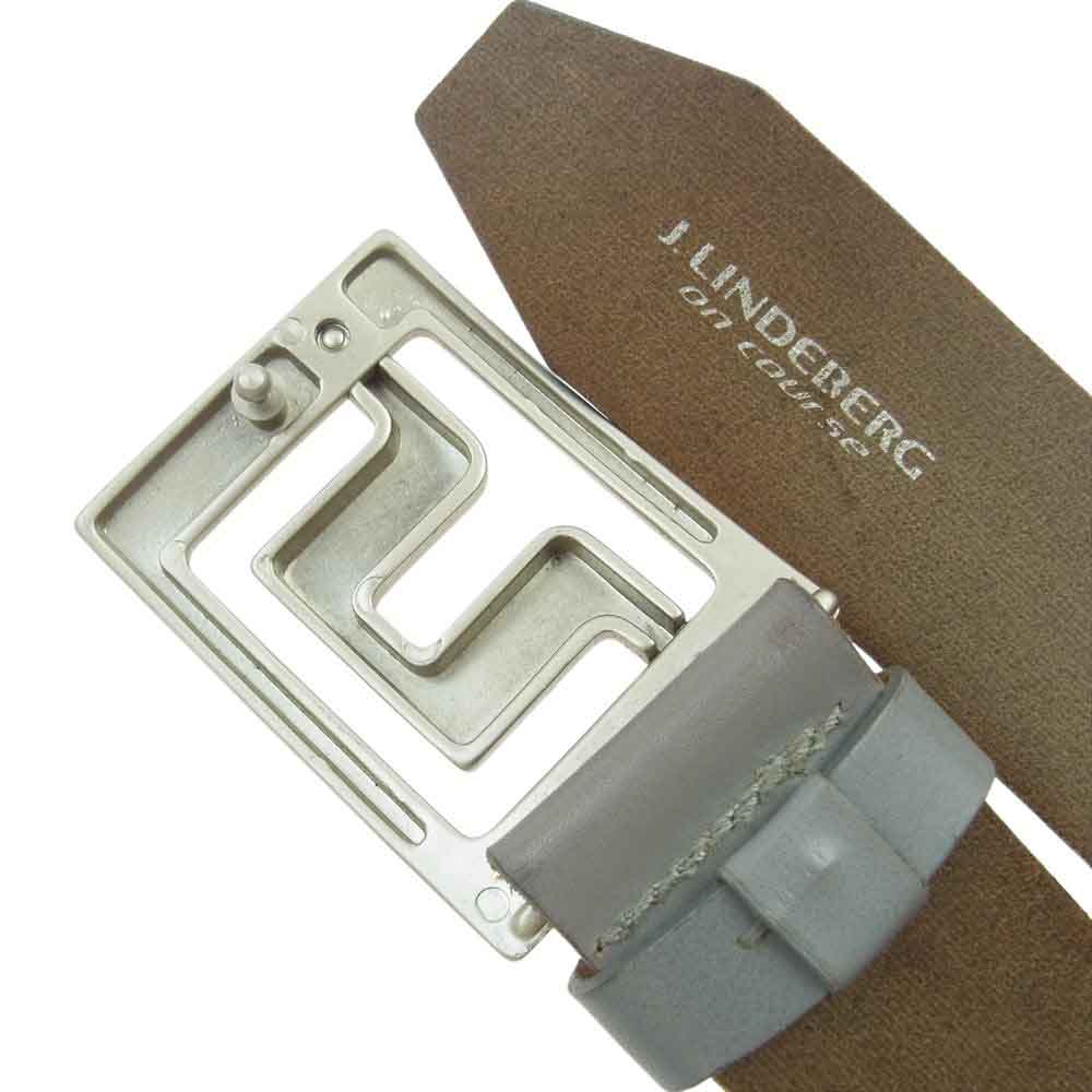 J.LINDEBERG ジェイリンドバーグ 01L9517981 ビッグ バックル レザー ベルト グレー系【中古】