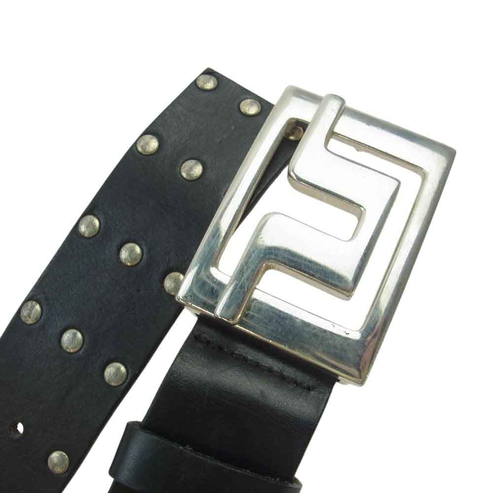 J.LINDEBERG ジェイリンドバーグ 01L9520980 ビッグ バックル スタッズ レザー ベルト ブラック系【中古】