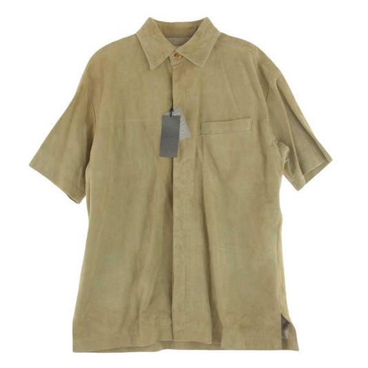 Paul Smith ポール・スミス 山羊革 スエード ゴート レザー 半袖 シャツ ライトブラウン系 M【中古】