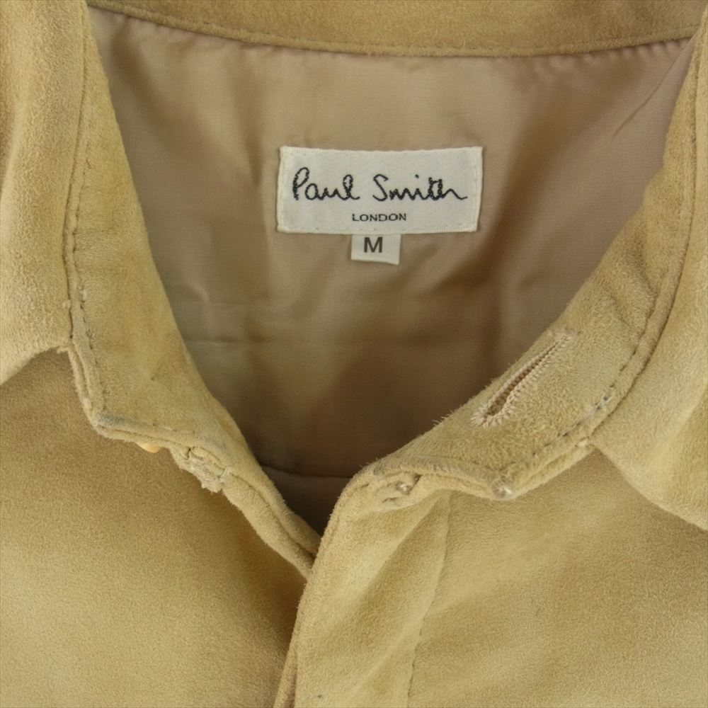 Paul Smith ポール・スミス 山羊革 スエード ゴート レザー 半袖 シャツ ライトブラウン系 M【中古】