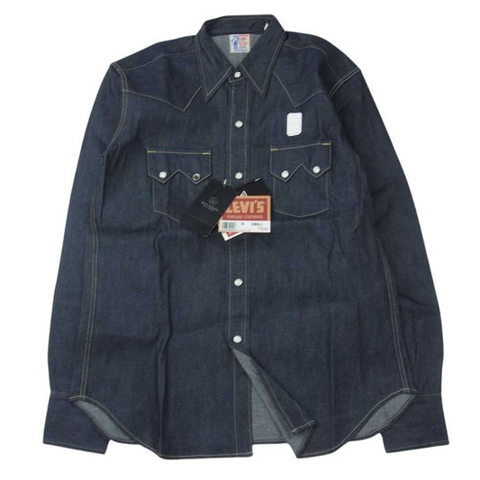 Levi's リーバイス VINTAGE CLOTHING アメリカ製 1955年モデル Sawtooth Denim Shirt デニム ウエスタン シャツ ネイビー系 S【中古】