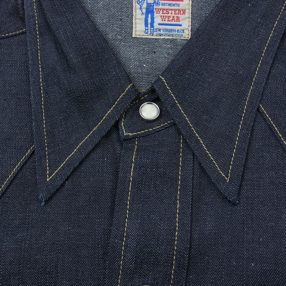 Levi's リーバイス VINTAGE CLOTHING アメリカ製 1955年モデル Sawtooth Denim Shirt デニム ウエスタン シャツ ネイビー系 S【中古】