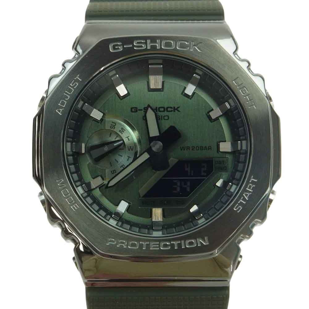 G-SHOCK ジーショック GM-2100B カシオーク 8角形ベゼル メタルカバード デジアナ 腕時計 カーキ系【美品】【中古】