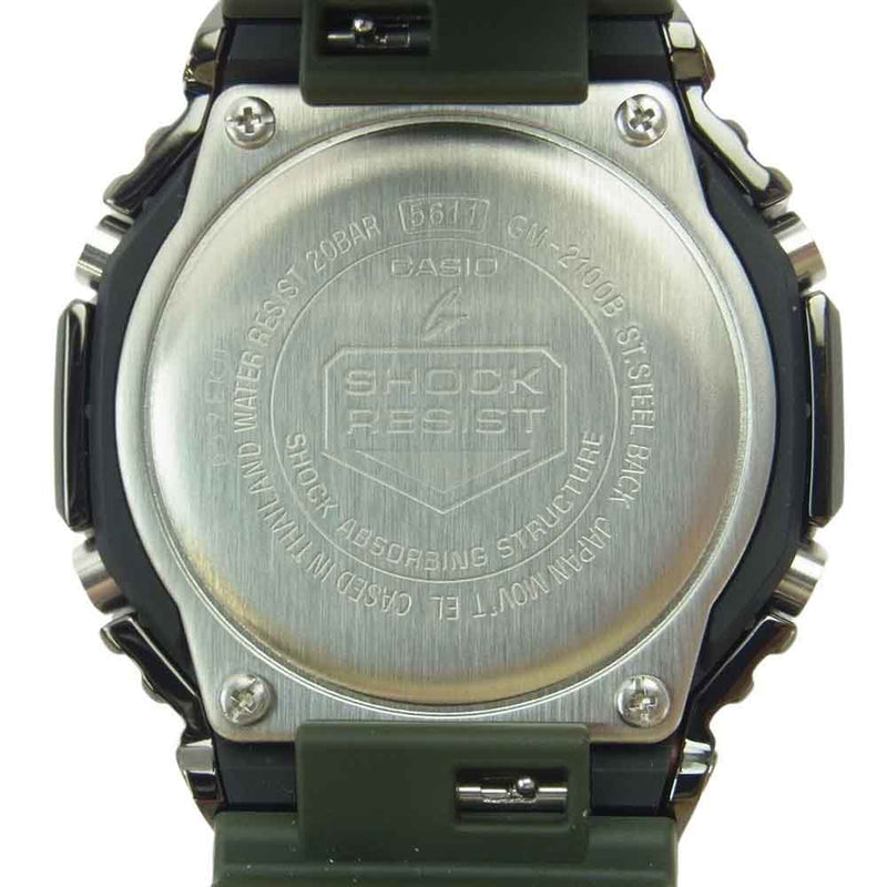 G-SHOCK ジーショック GM-2100B カシオーク 8角形ベゼル メタルカバード デジアナ 腕時計 カーキ系【美品】【中古】
