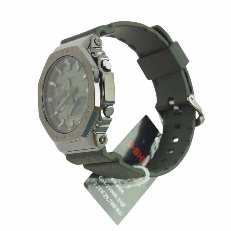 G-SHOCK ジーショック GM-2100B カシオーク 8角形ベゼル メタルカバード デジアナ 腕時計 カーキ系【美品】【中古】