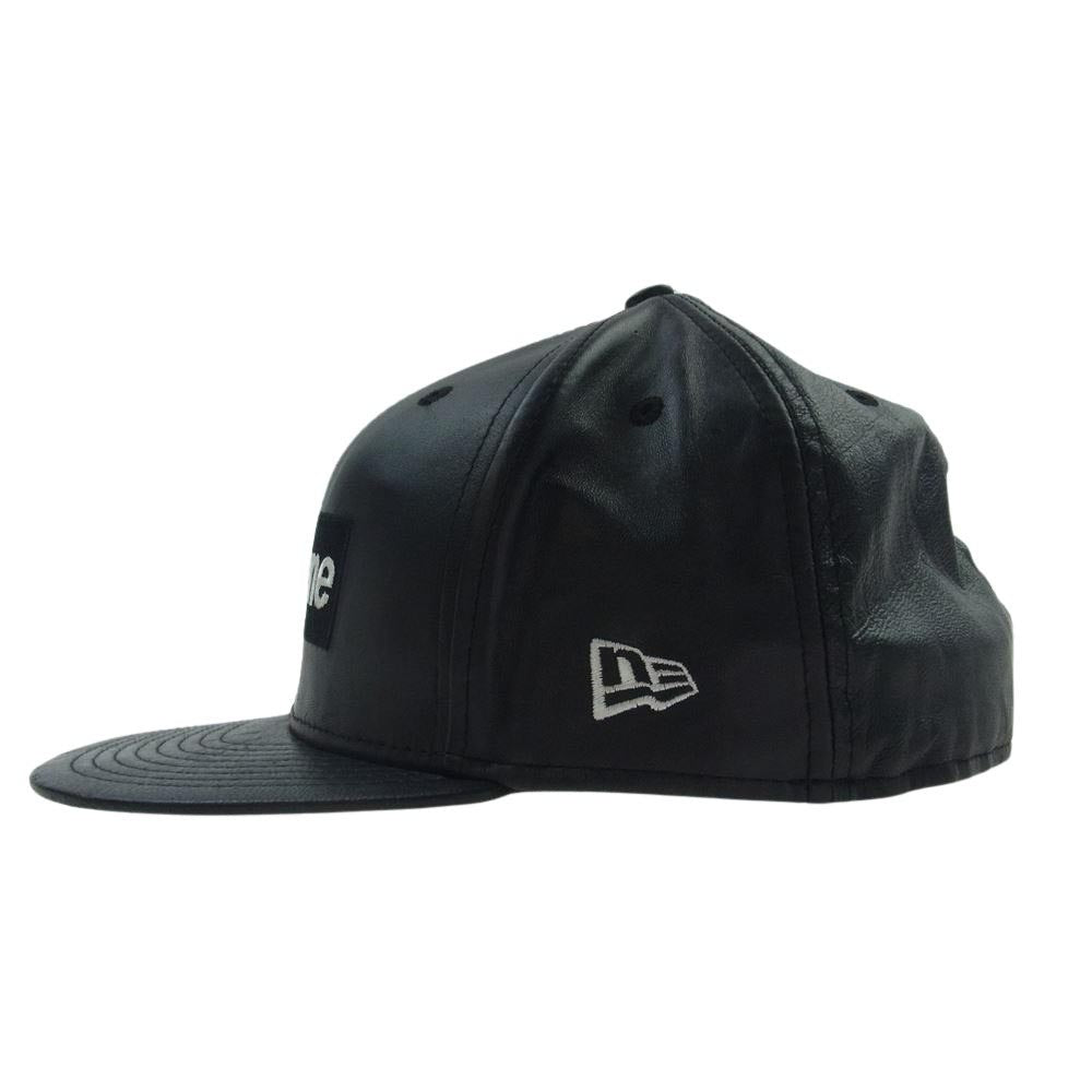 Supreme シュプリーム 15AW New Era 59FIFTY Leather Box Logo Cap ニューエラ レザー ボックスロゴ キャップ ブラック系 58.7cm【中古】
