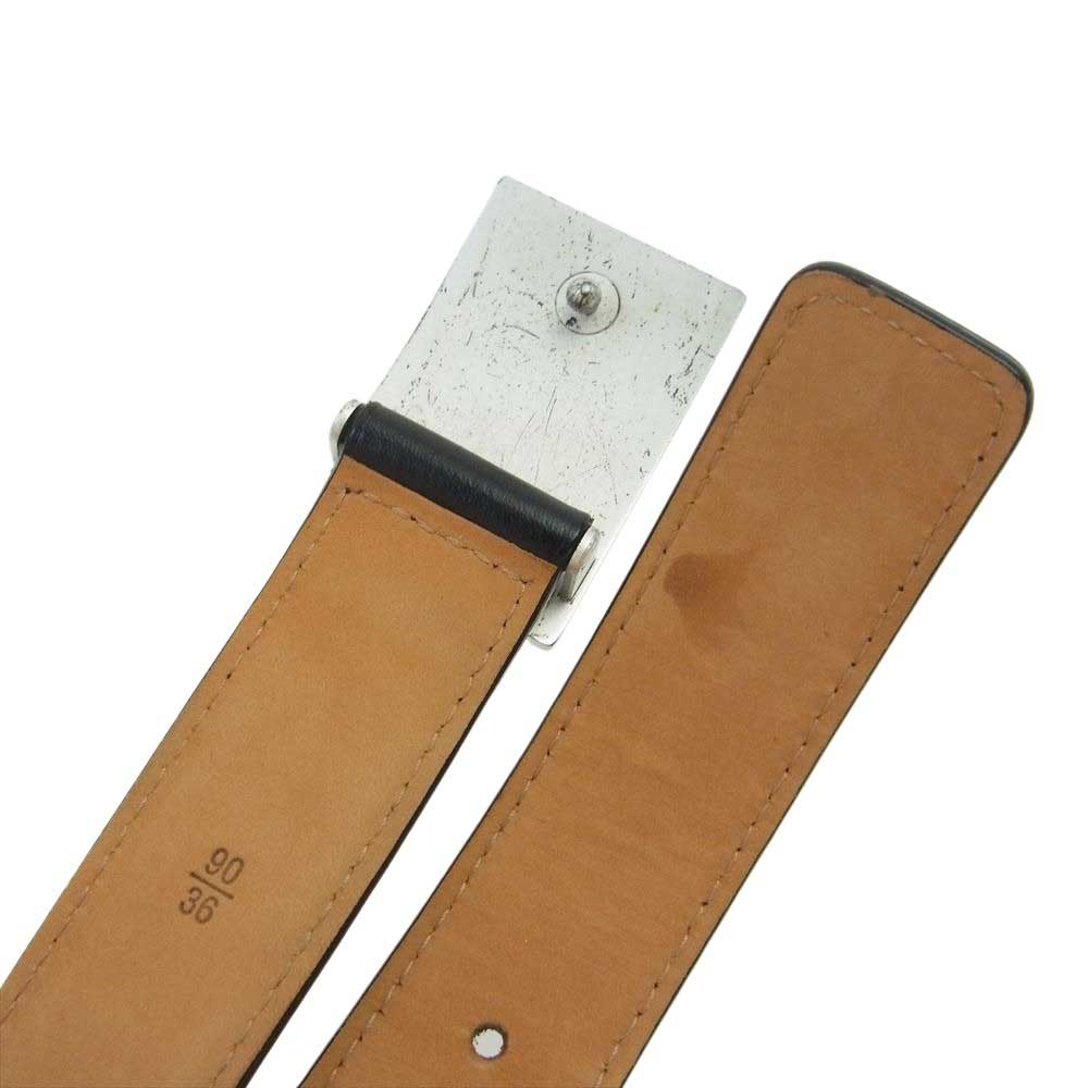LOUIS VUITTON ルイ・ヴィトン M6812 サンチュール ジーンズ バックル レザー ベルト ブラック系 90/36【中古】