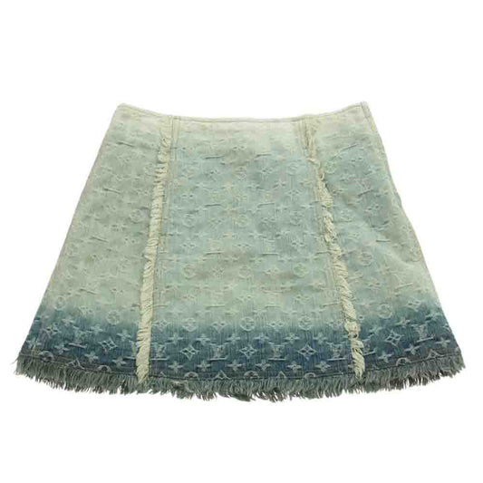 LOUIS VUITTON ルイ・ヴィトン RW102W WR5K04DAX モノグラム ジャガード フリンジ デニム ミニ スカート インディゴブルー系 36【中古】