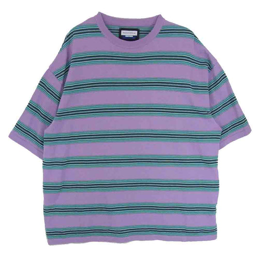メゾンスペシャル 11221361339 マルチボーダー プライム オーバー ニット Tシャツ パープル系 01【中古】