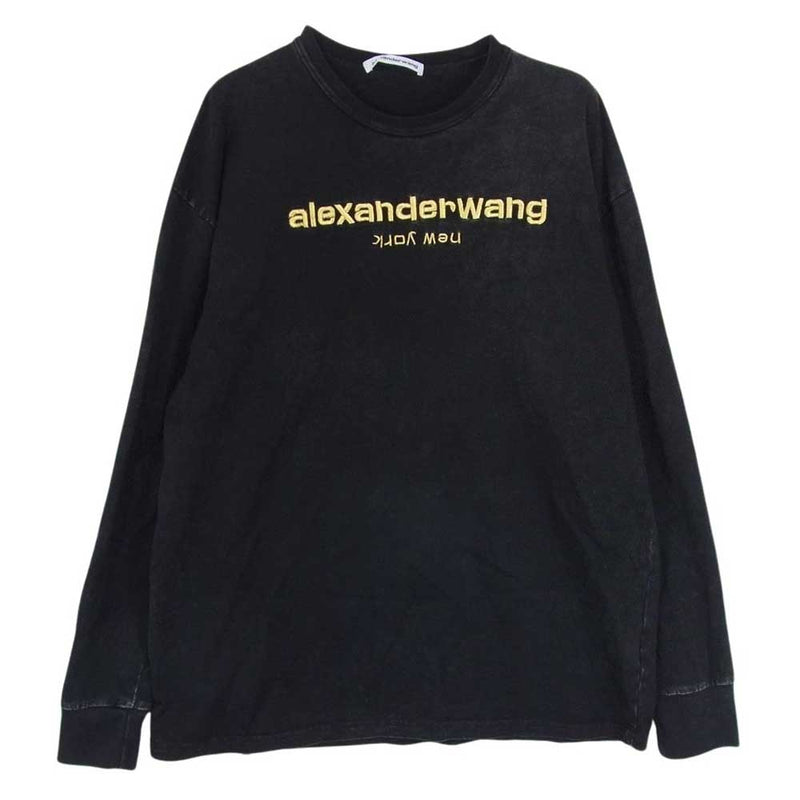 Alexander Wang アレキサンダーワン ピグメント加工 ロゴ刺繍 長袖 Tシャツ ブラック系 サイズ表記無【中古】