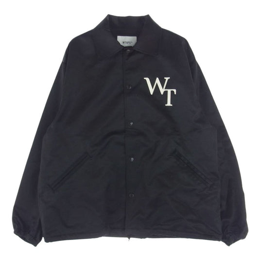 WTAPS ダブルタップス 24SS 241TQDT-JKM02 CHIEF JACKET CTRY SATIN ロゴワッペン サテン コーチジャケット ブラック系 X 02【新古品】【未使用】【中古】