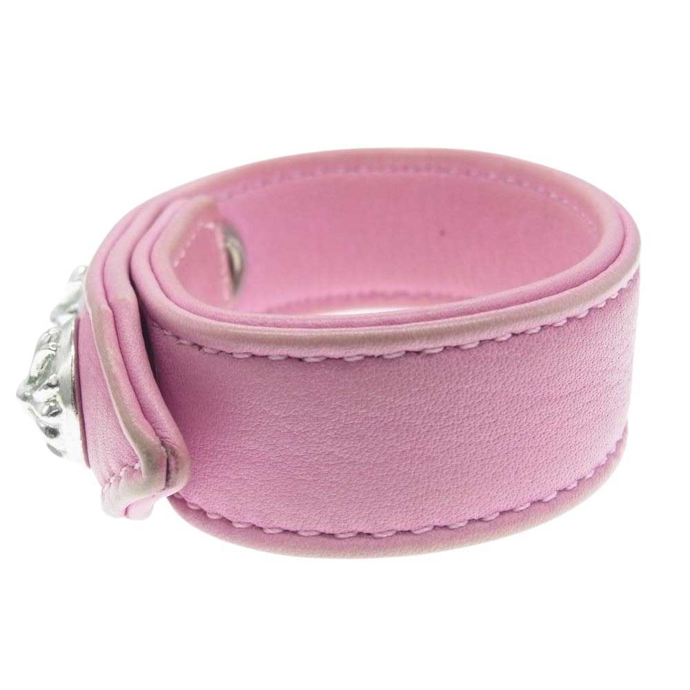 CHROME HEARTS クロムハーツ（原本無） 3BTN 2SNP 3ボタン2スナップ クロスボール レザー ブレスレット ピンク ピンク系【中古】