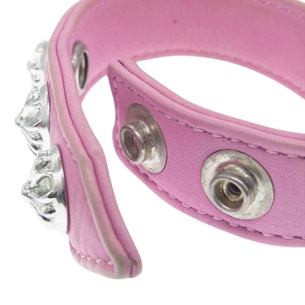 CHROME HEARTS クロムハーツ（原本無） 3BTN 2SNP 3ボタン2スナップ クロスボール レザー ブレスレット ピンク ピンク系【中古】