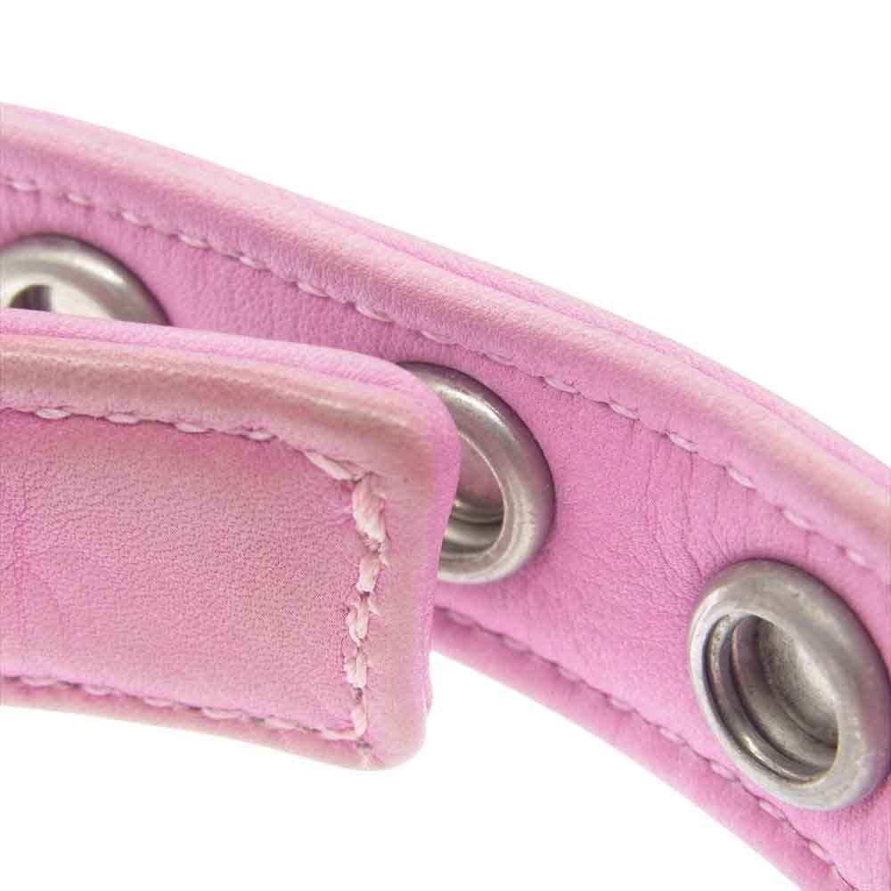 CHROME HEARTS クロムハーツ（原本無） 3BTN 2SNP 3ボタン2スナップ クロスボール レザー ブレスレット ピンク ピンク系【中古】