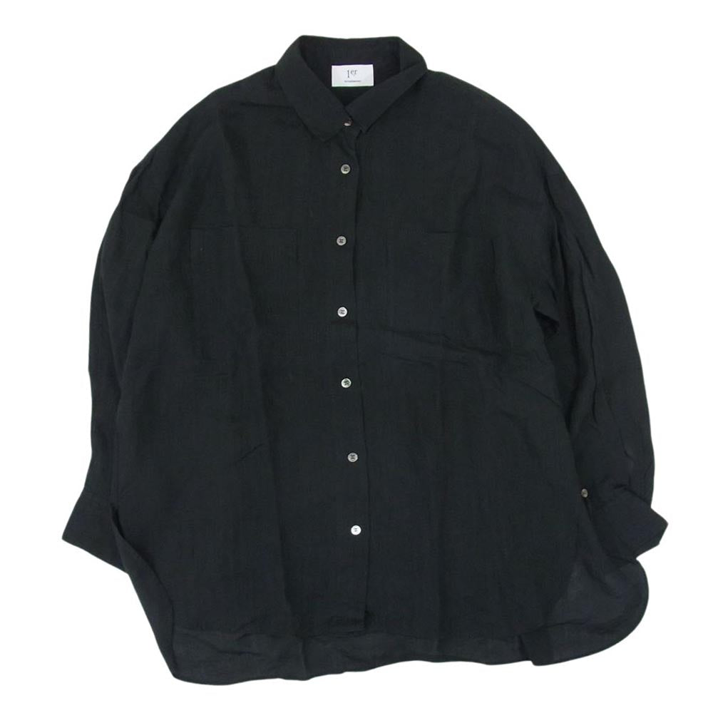 プルミエ アロンディスモン B1022AFT075 リネン混 長袖 シャツ ブラック系 38【中古】